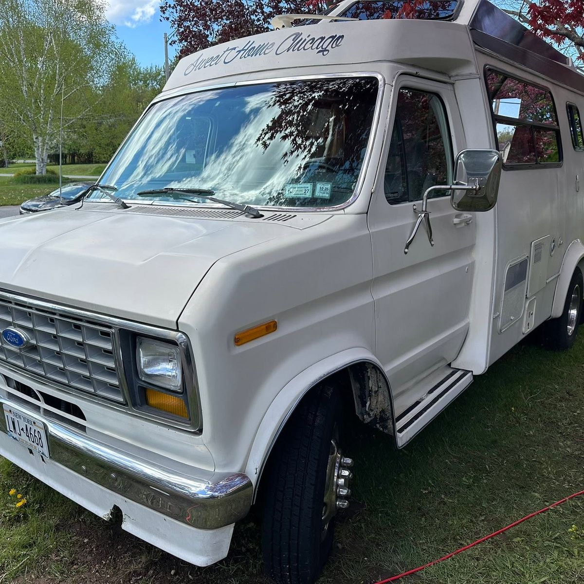 A vintage Ford motorhome after a full exterior restoration detail