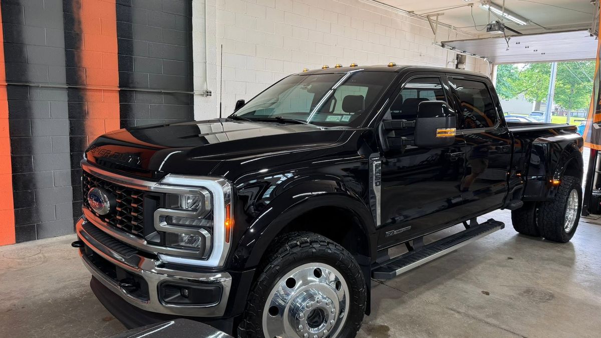 A black Ford F-450 Super Duty finished to a mirror gloss by Shoreless Detailing
